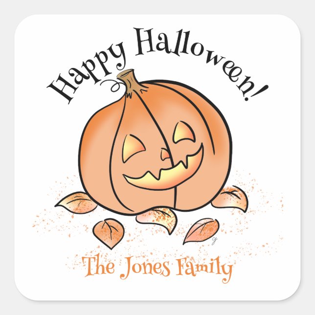 Personalised Jack O'Lantern Name Sticker           (Front)
