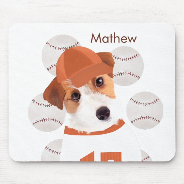 Personalised Jack Russell Dog Baseball Jersey  Mouse Pad (Front)