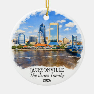 Personalised Jacksonville Ornament, Custom Florida Ceramic Tree Decoration