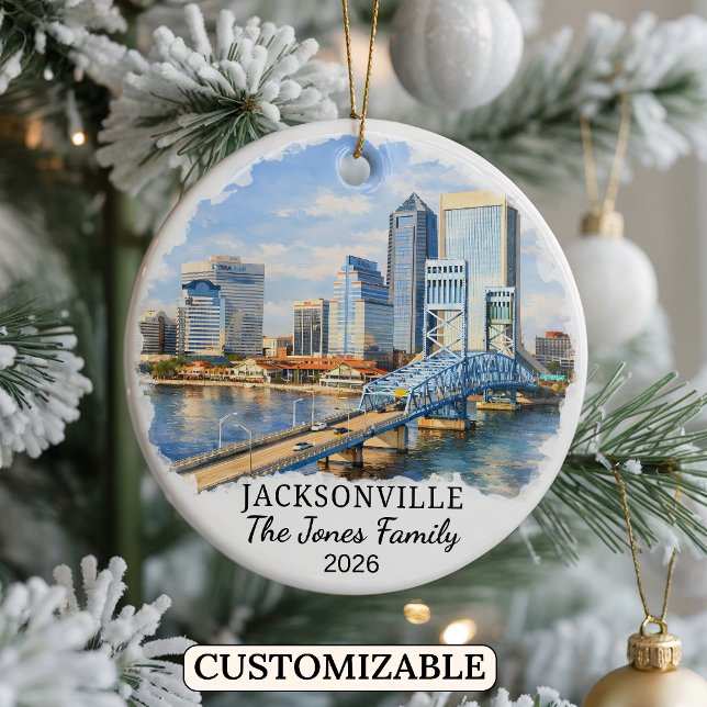 Personalised Jacksonville Ornament, Custom Florida Ceramic Tree Decoration (Creator Uploaded)