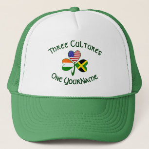 Personalised Jamaica Ireland USA Flag Shamrock Trucker Hat