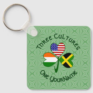 Personalised Jamaica Ireland USA Shamrock Key Ring