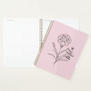 Personalised January Carnation Birth Flower Planner
