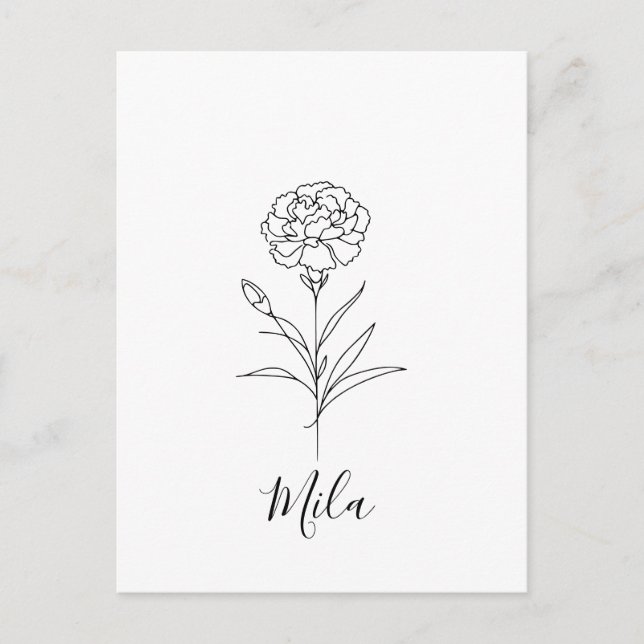 Personalised January Carnation Birth Flower  Postcard (Front)