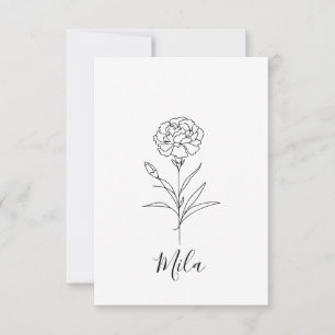 Personalised January Carnation Birth Flower Thank You Card