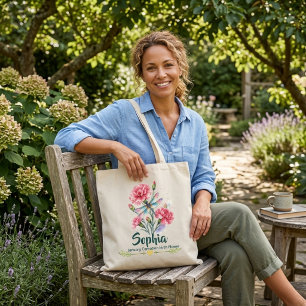 Personalised January Carnation Dragonfly Tote Bag