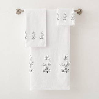 Personalised January snowdrop Birth Flower Bath Towel Set