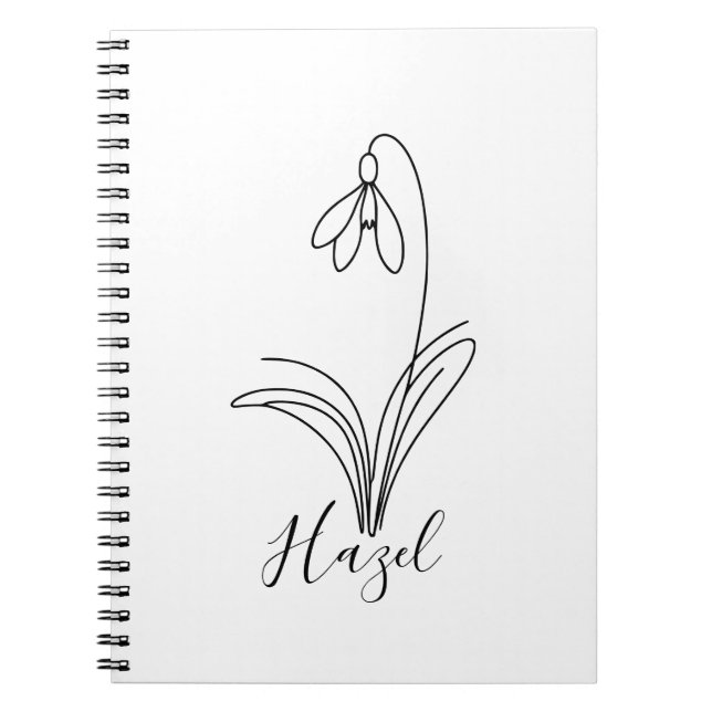 Personalised January snowdrop Birth Flower  Notebook (Front)