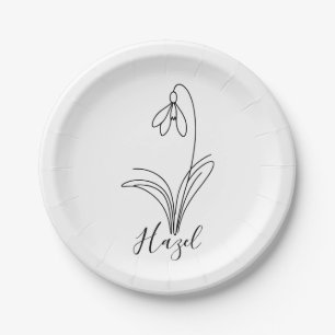 Personalised January snowdrop Birth Flower  Paper Plate