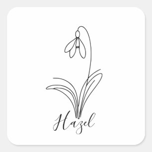 Personalised January snowdrop Birth Flower Square Sticker