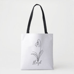Personalised January snowdrop Birth Flower Tote Bag