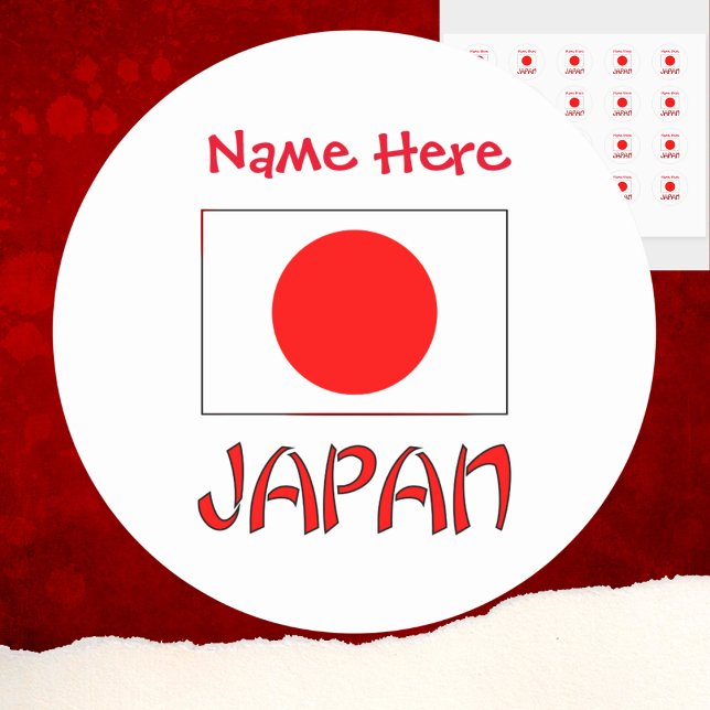 Personalised Japan Flag Classic Round Sticker (Creator Uploaded)