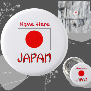 Personalised Japan Flag Heritage Button Pin