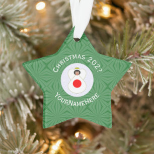 Personalised Japanese Angel Christmas Flag  Ornament