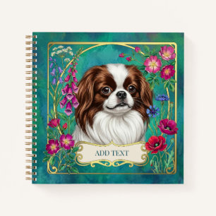 Personalised Japanese Chin Teal Notebook