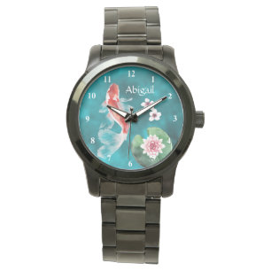 Personalised Japanese Koi Fish, Cherry Blossoms Watch