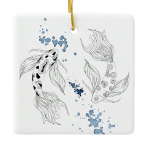 Personalised Japanese Koi Fish Swimming Christmas
