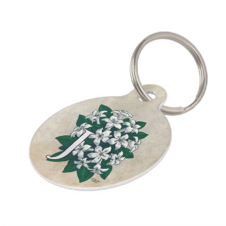 Personalised Jasmine Flower Monogram Pet Tag