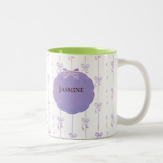 Personalised Jasmine Name Mug, Pink Gold Vintage F Two-Tone Coffee Mug