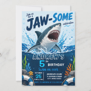 Personalised Jawsome Shark Birthday Invitation