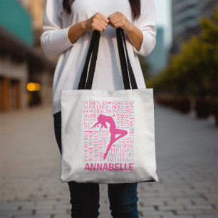 Personalised Jazz Dance Tote Bag in Pink