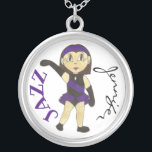 Personalised Jazz Dancer Girl Dance Teacher Gift Silver Plated Necklace<br><div class="desc">Design features an original marker illustration of a girl jazz dancer in a purple and black jazz dance recital costume and black leather jazz dance shoes. Perfect for your favourite jazz dancer, dance teacher, choreographer, or studio owner! Don't see what you're looking for? Need help with customisation? Click "contact this...</div>