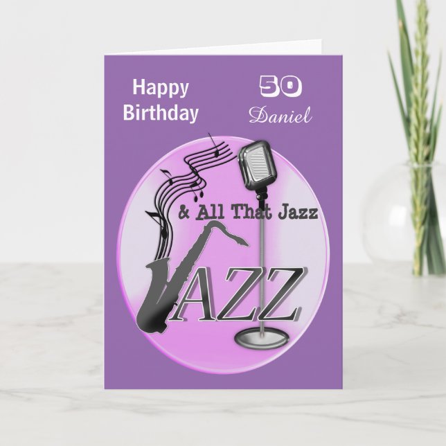 Personalised Jazz Music Themed Happy Birthday Card (Front)