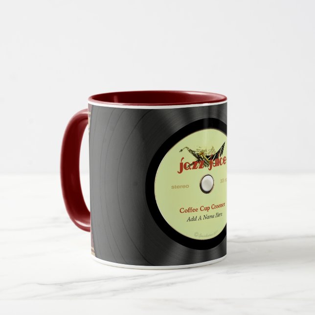 Personalised Jazz Vinyl Record Mug (Front Left)