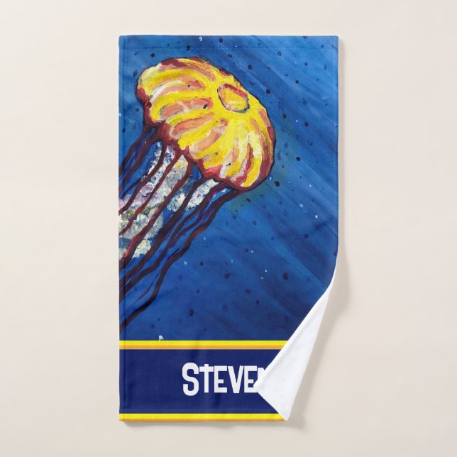 Personalised Jellyfish Bath Towel Set (Hand Towel)