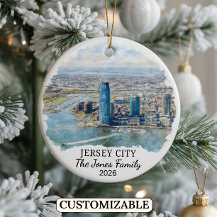 Personalised Jersey City, Custom New Jersey Ceramic Tree Decoration
