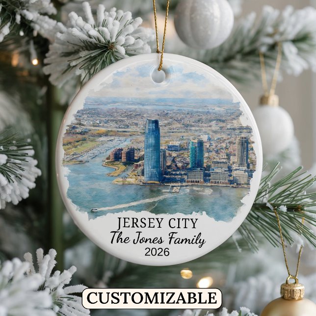 Personalised Jersey City, Custom New Jersey Ceramic Tree Decoration (Creator Uploaded)