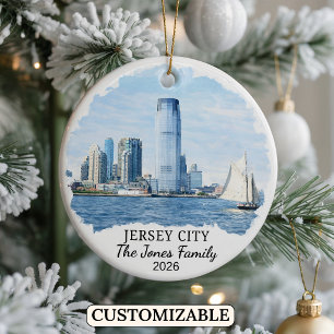 Personalised Jersey City, Custom New Jersey Ceramic Tree Decoration