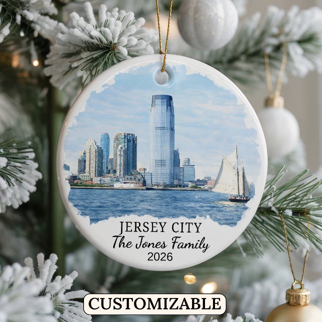 Personalised Jersey City, Custom New Jersey Ceramic Tree Decoration (Creator Uploaded)