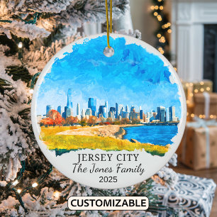 Personalised Jersey City Ornament, New Jersey Stat Ceramic Tree Decoration