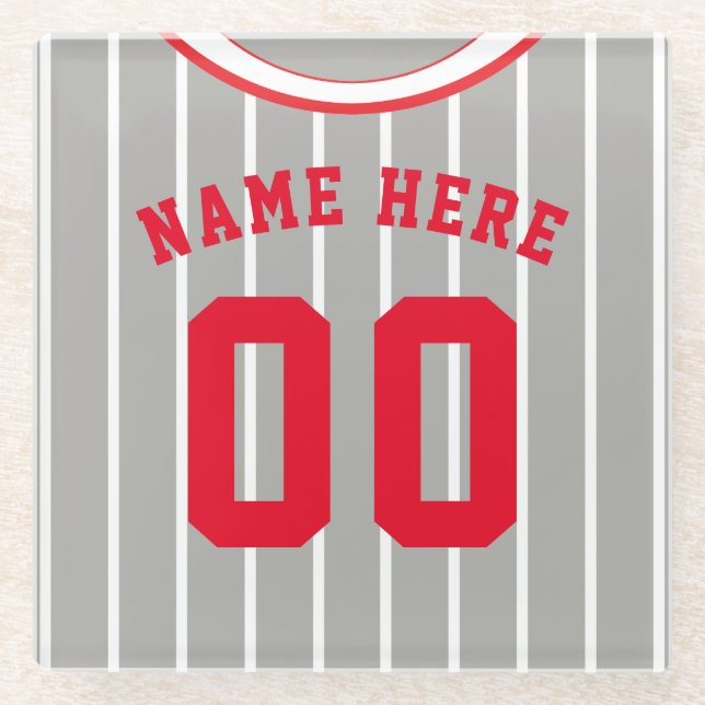 Personalised Jersey Coaster Pinstripe Baseball (Front)