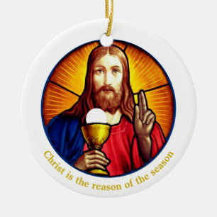 Personalised Jesus Image Ceramic Tree Decoration