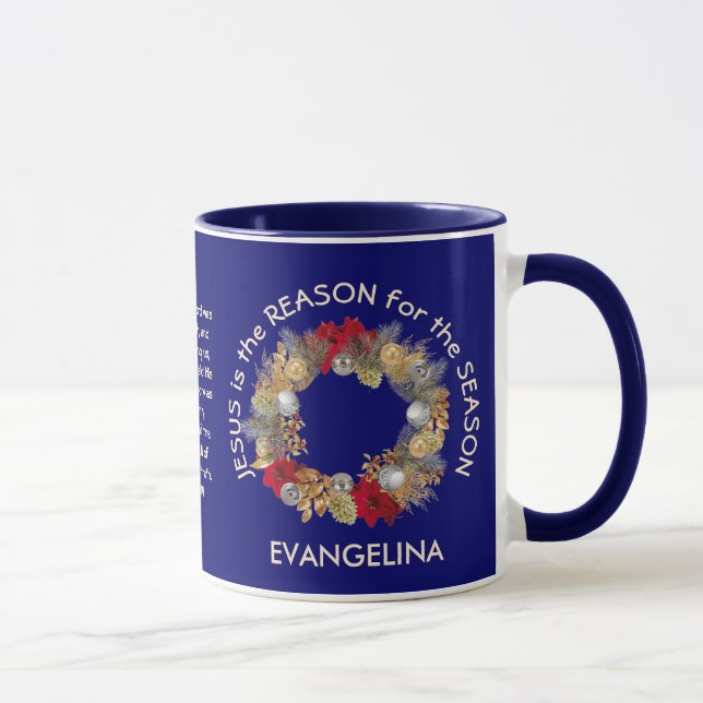 Personalised JESUS IS THE REASON Christmas Mug (Right)
