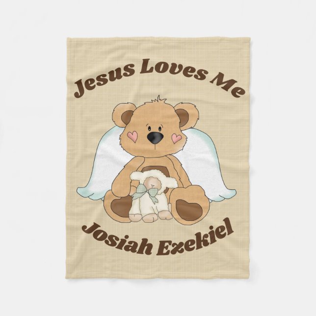 Personalised Jesus Loves Me Fleece Blanket (Front)