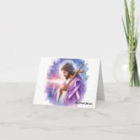 Personalised Jesus with Purple Ribbon Sympathy 