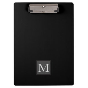 Personalised Jet Black Monogram Gifts For Him Clipboard