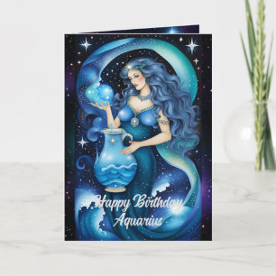 Personalised Jewel Galaxy Zodiac Aquarius Card