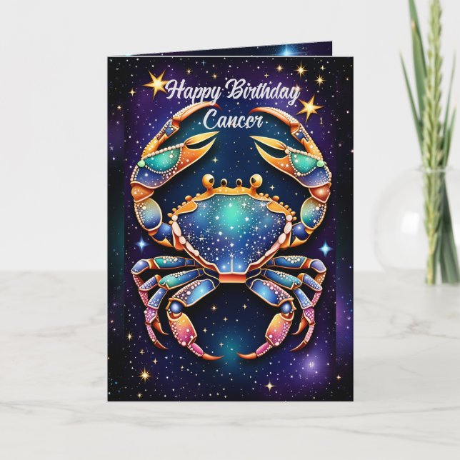 Personalised Jewel Galaxy Zodiac Cancer Card (Front)