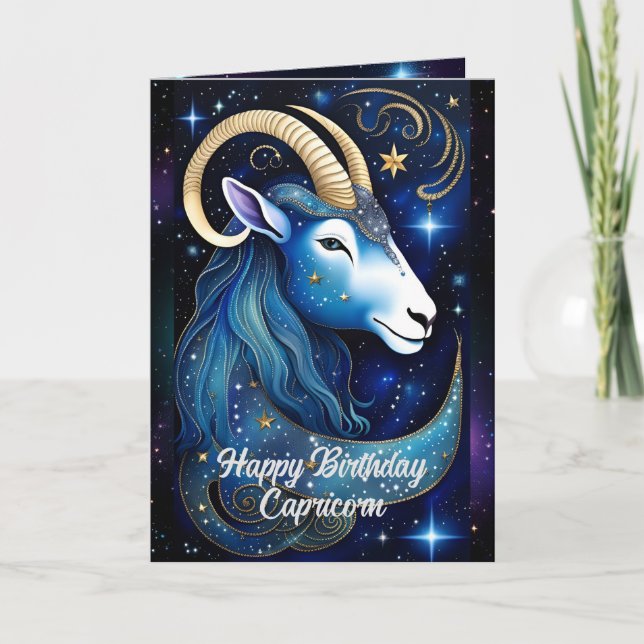 Personalised Jewel Galaxy Zodiac Capricorn Card (Front)