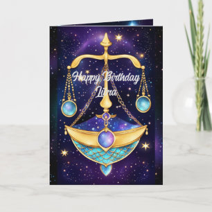 Personalised Jewel Galaxy Zodiac Libra Card