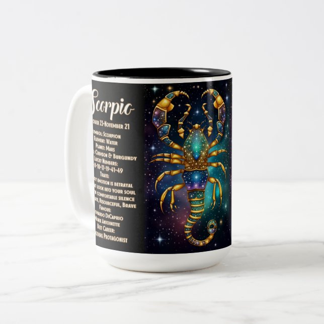 Personalised Jewel Galaxy Zodiac Scorpio Two-Tone Coffee Mug (Front Left)