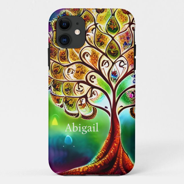 Personalised Jewel Tone Tree of Life Beautiful Case-Mate iPhone Case (Back)