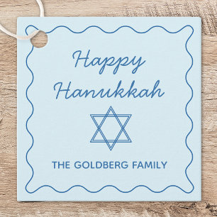 Personalised Jewish Star Blue Happy Hanukkah Gift Favour Tags
