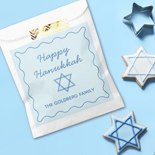 Personalised Jewish Star Blue Happy Hanukkah Party Favour Bags (Creator Uploaded)