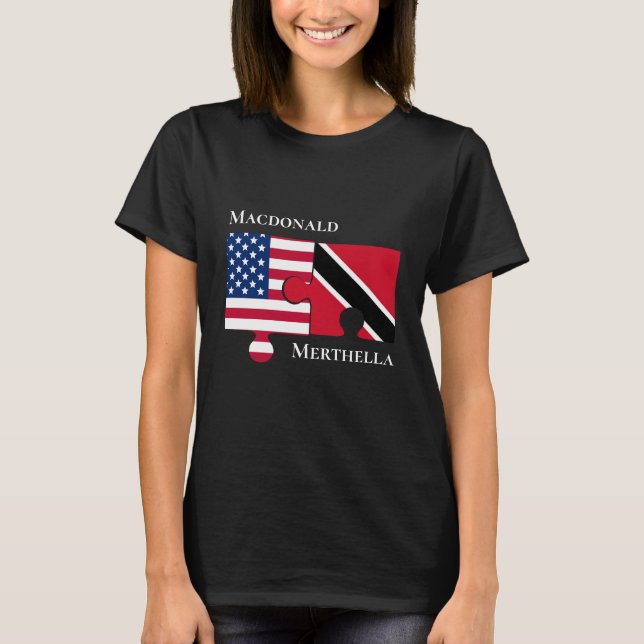 Personalised Jigsaw Trinidad USA American Flag  T-Shirt (Front)