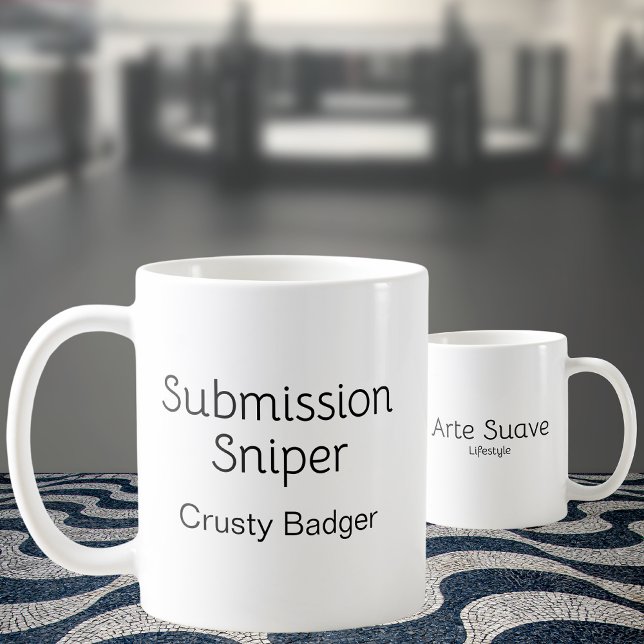 Personalised Jiu Jitsu Submission Sniper  Coffee Mug (2 personalized "Submission Sniper" mugs showing front and rear print)